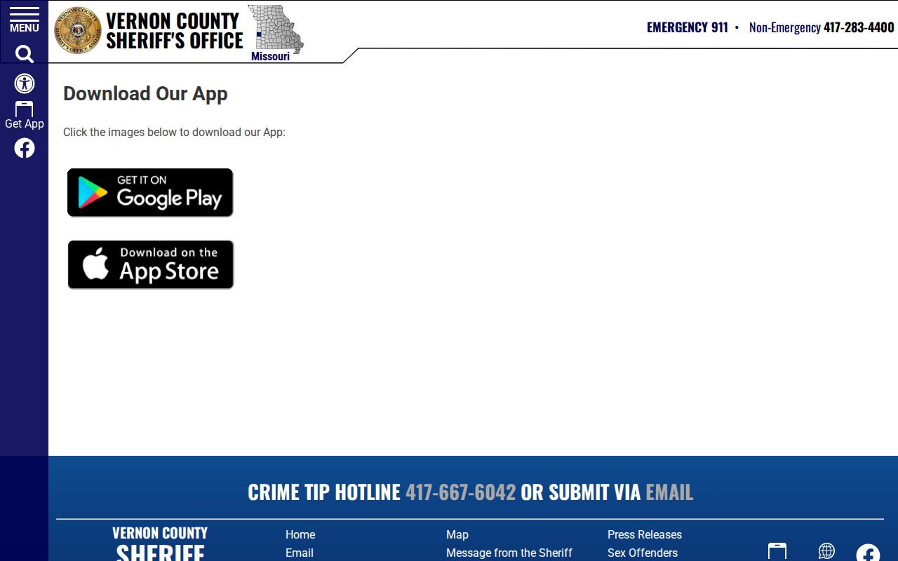 Vernon County Sheriff app feature summary