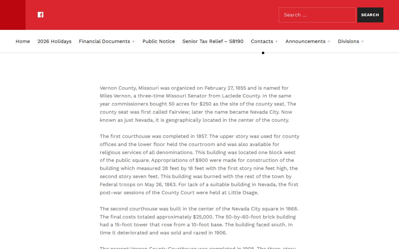 Vernon County Courthouse official history page